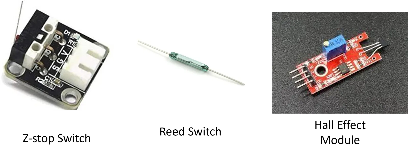 Sensor options evaluated for side stand detection: Z-stop, Reed, and Hall effect